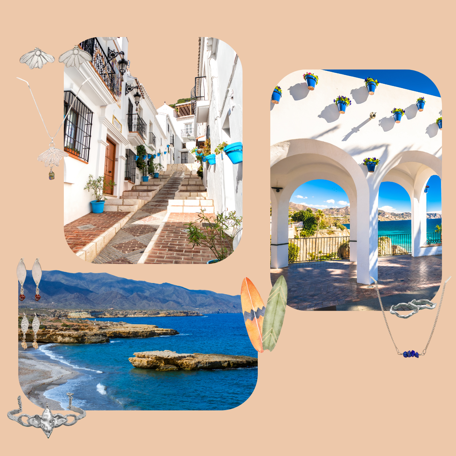 Kustlandschappen en pittoreske dorpen in Mijas, Nerja en Tarifa, vormen en kleuren als inspiratie voor Al-Andaluz